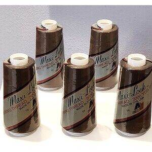 Lot of 5 Maxi-Lock All-Purpose Serger Thread 3000 Yard 3 Brown& 2 Soapstone NEW